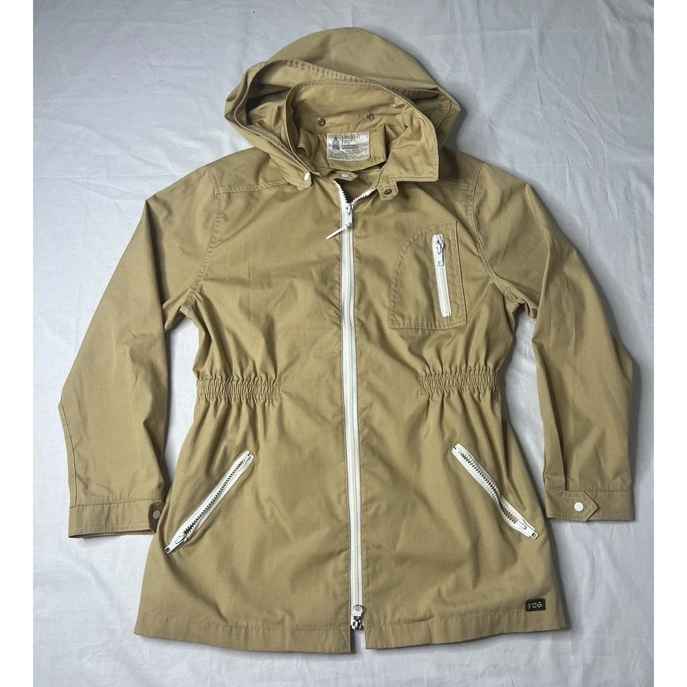LONDON FOG‎ - Women's Hooded Rain Jacket Khaki Beige - Size 13-14
